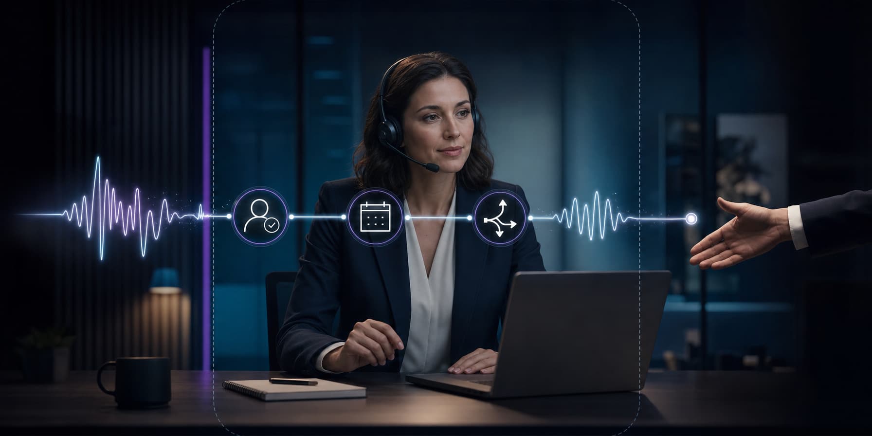 A bounded voice AI intake workflow routes legal questions to a lawyer