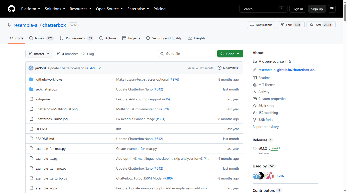 Chatterbox open-source repository on GitHub