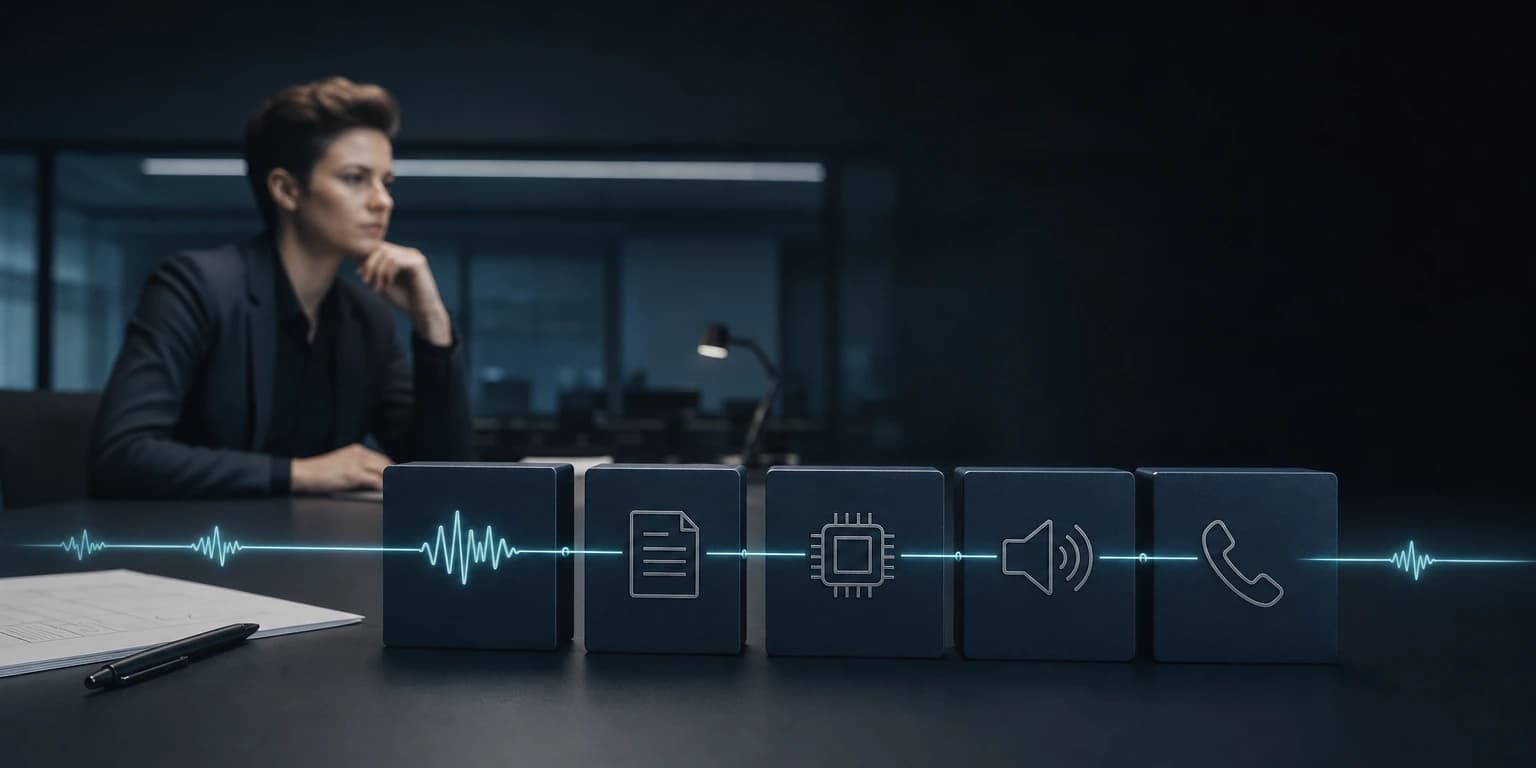 An engineer examining separately metered voice AI call components