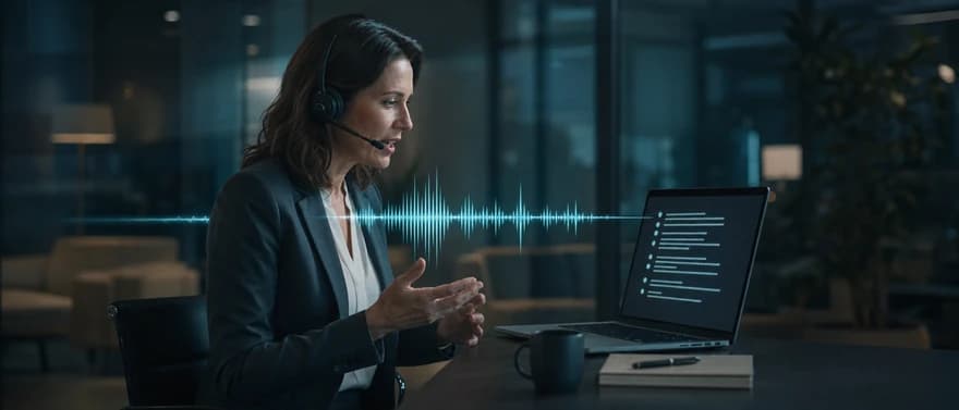A speaker's live audio becoming a stable transcript