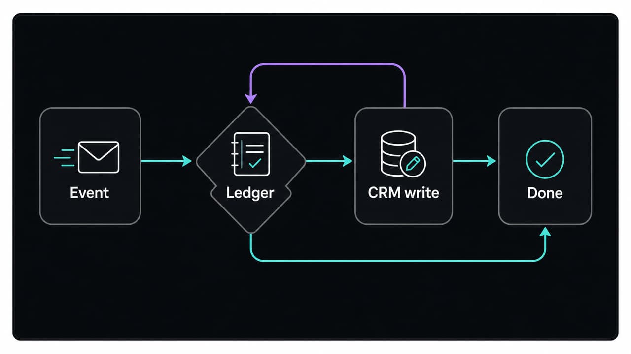 Retry-safe CRM write flow with an idempotency ledger