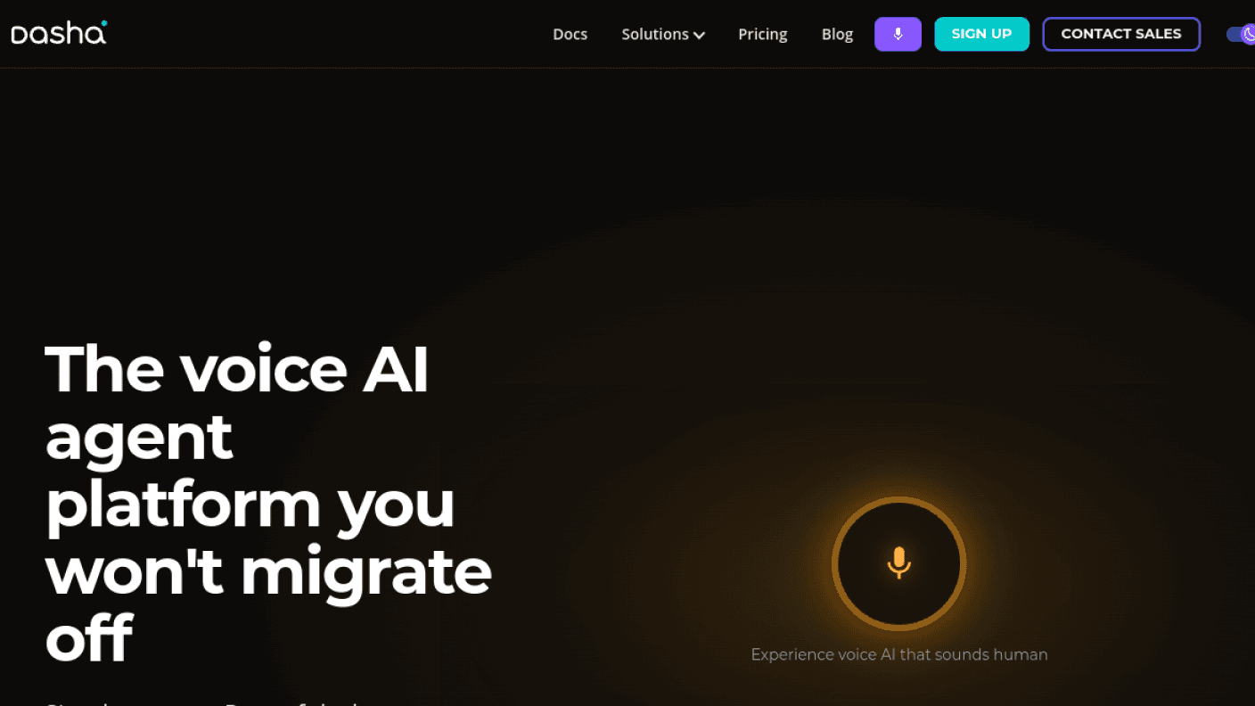 Dasha voice AI agent platform evaluation page