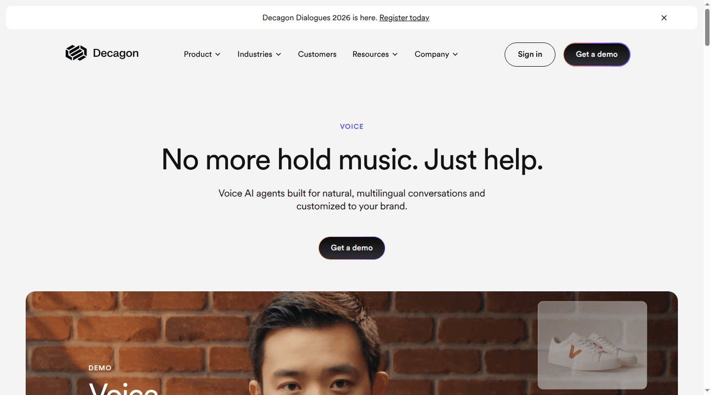 Decagon Voice customer service agent page