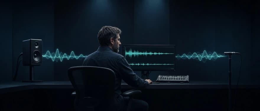 An engineer monitors the render and capture paths of an acoustic echo canceller