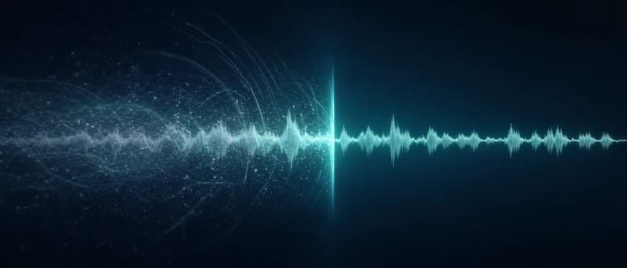 A speech waveform emerging from background noise