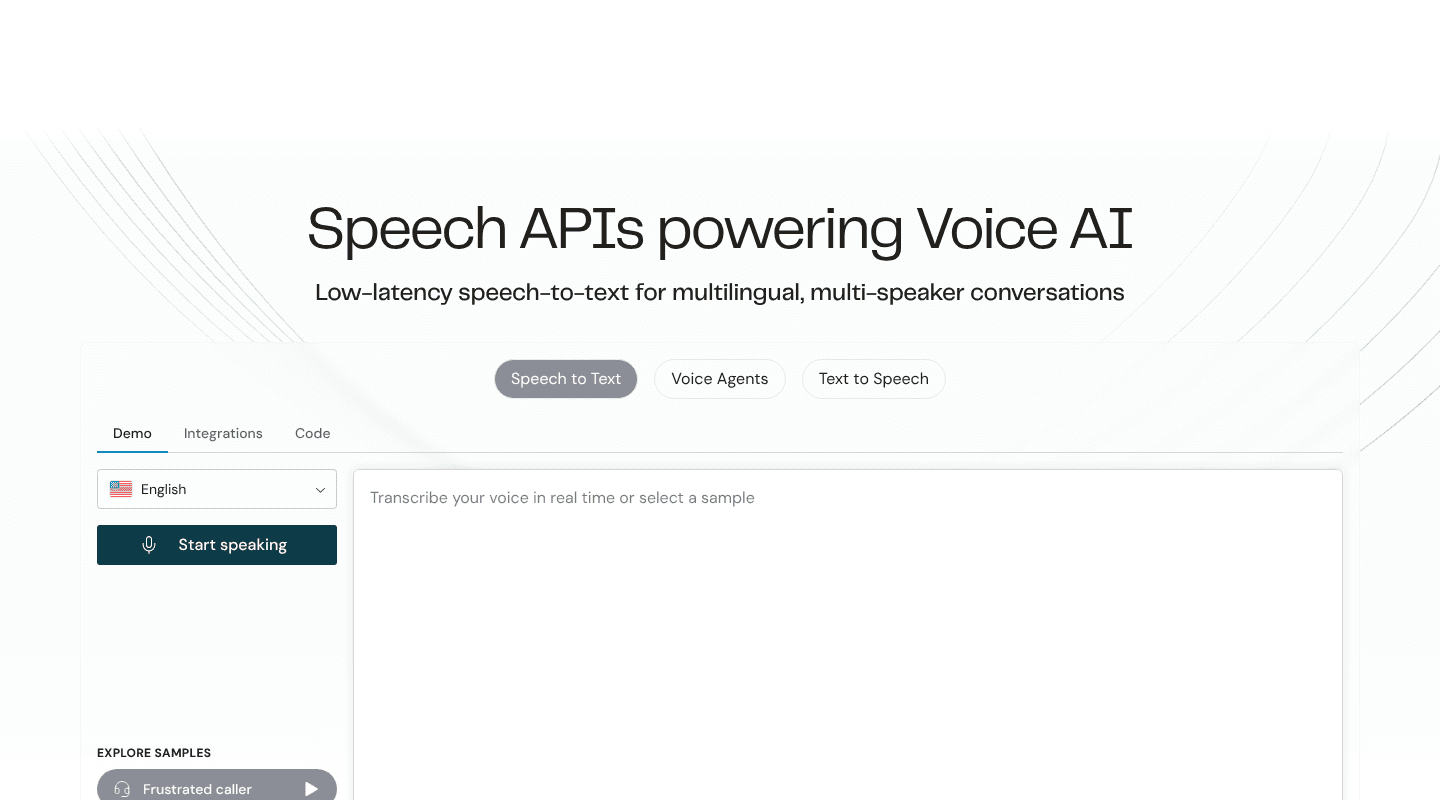 Speechmatics speech API homepage