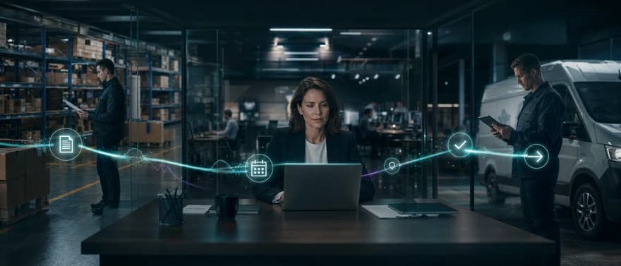 An operations lead coordinating a controlled workflow across systems and human teams