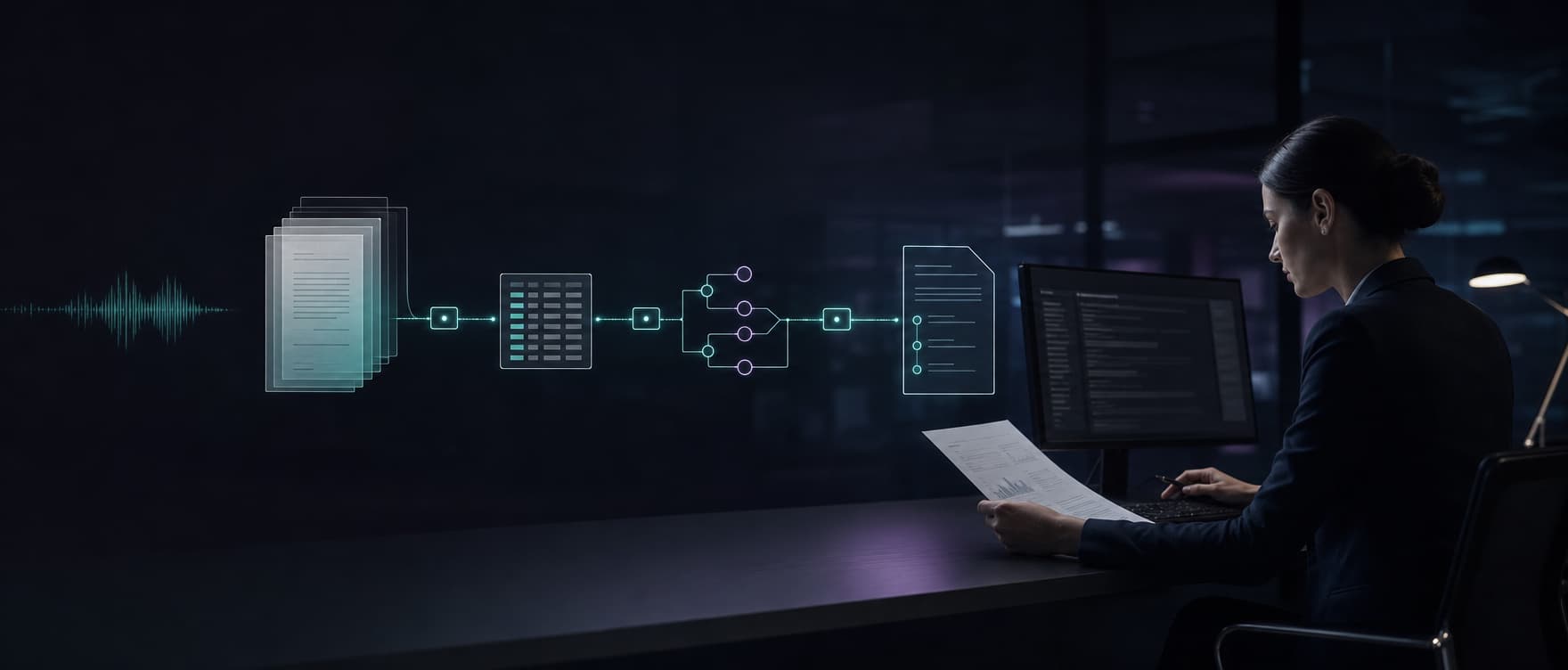 Credit analyst reviewing a governed AI credit analysis workflow