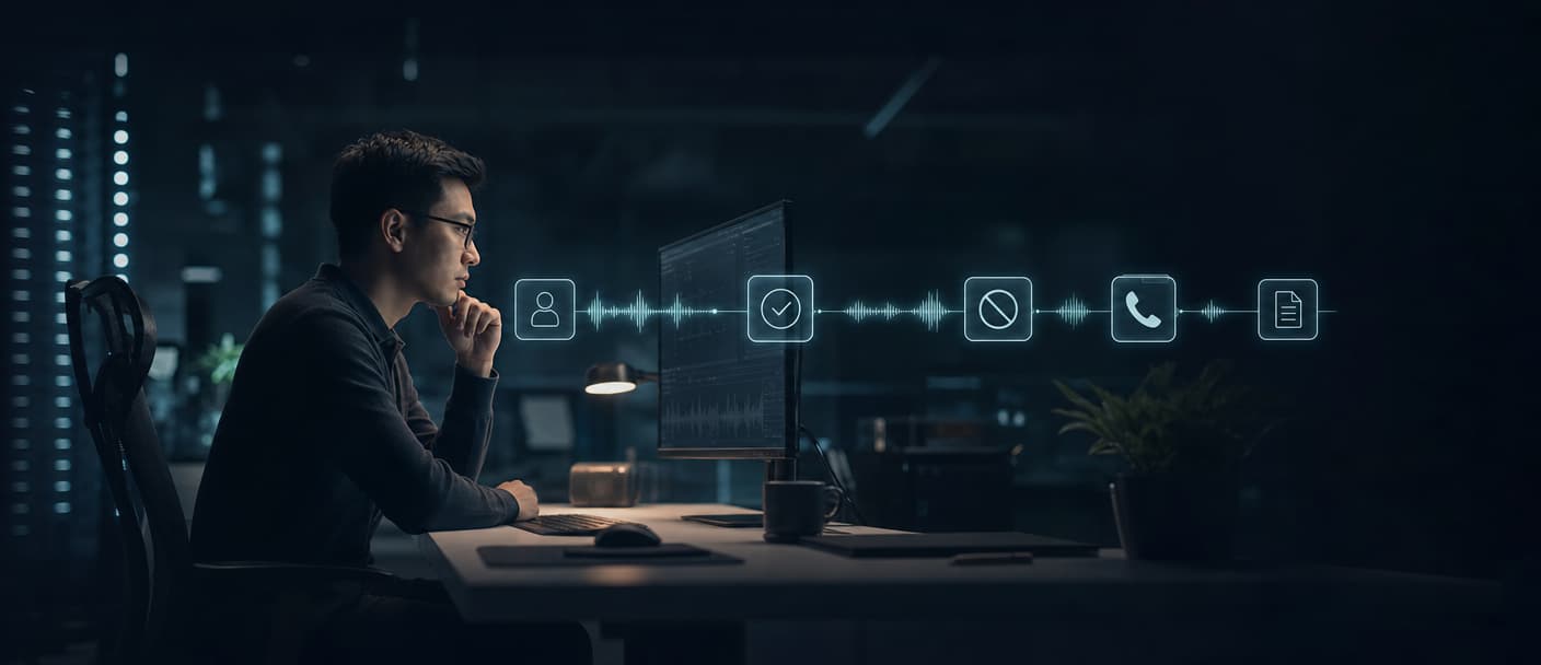 Engineer reviewing a gated outbound voice AI call path before release.