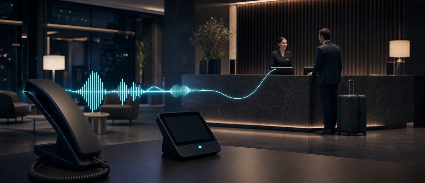 AI hotel receptionist connecting a guest call with the front desk
