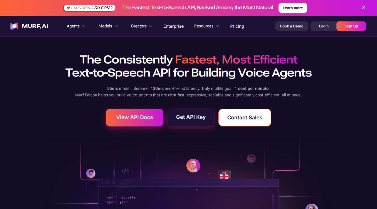 Murf text-to-speech API product page
