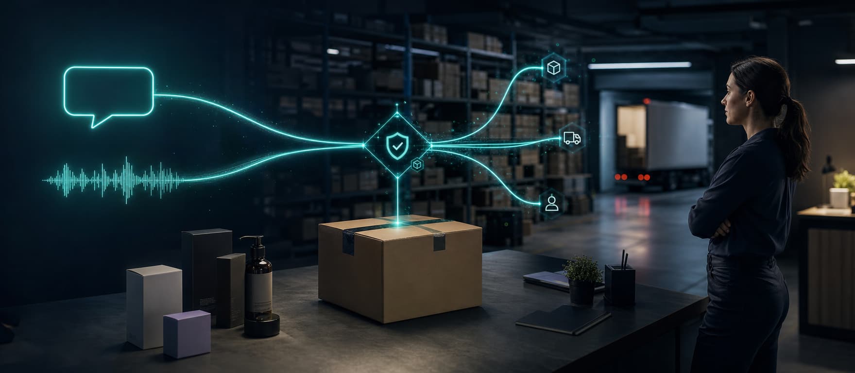 Connected ecommerce conversation paths for text, voice, store systems, and human support