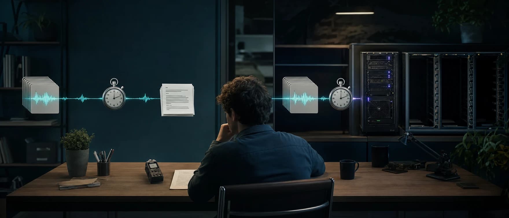 Audio transcription paths metered by processed audio and provisioned compute time