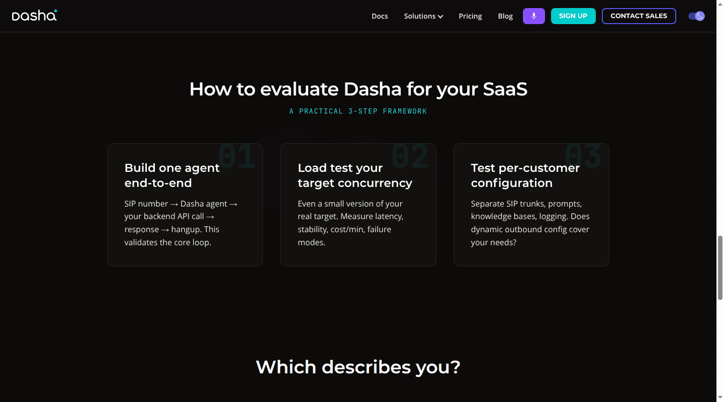 Dasha evaluation framework for a custom voice AI SaaS