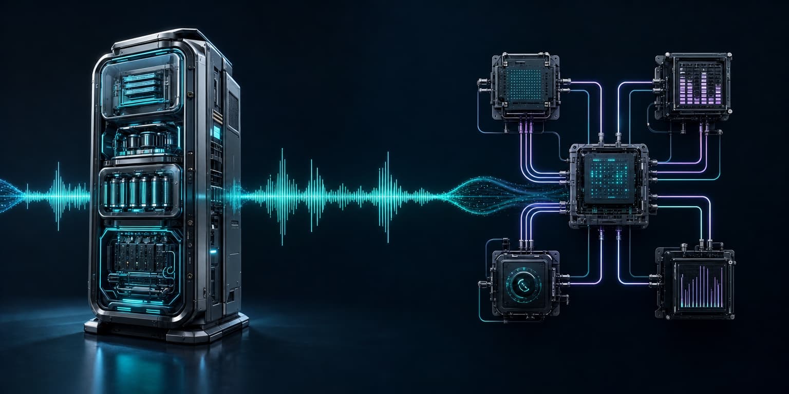 A bundled voice AI server stack connected to a modular provider architecture