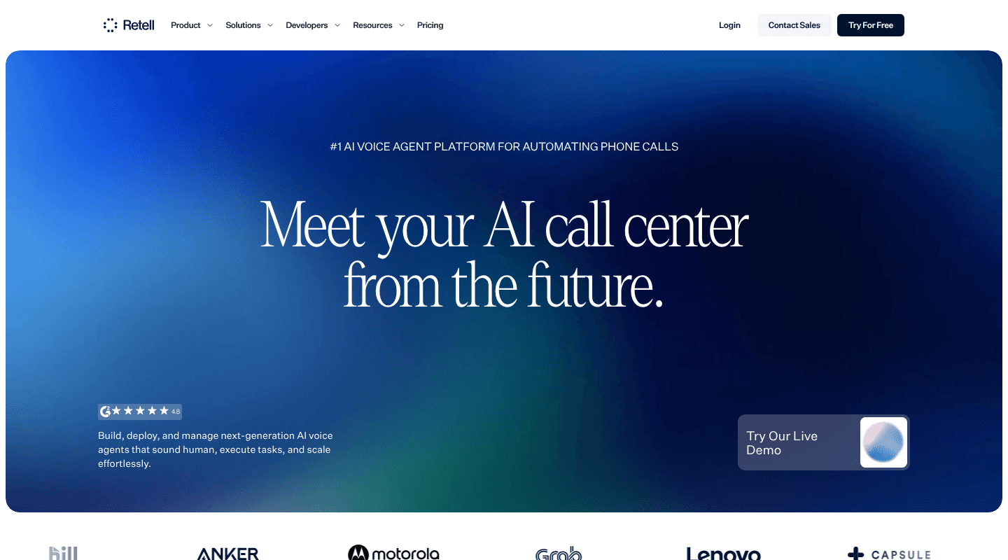 Retell AI platform for building and operating phone agents