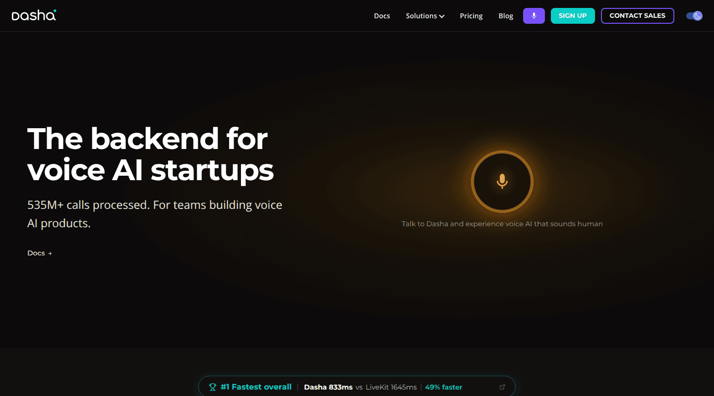 Dasha voice AI backend for product teams