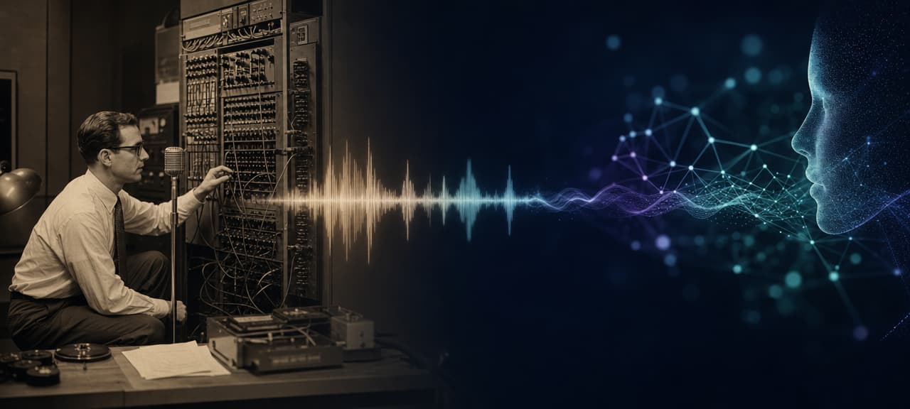 From an early speech-recognition relay rack to modern voice AI