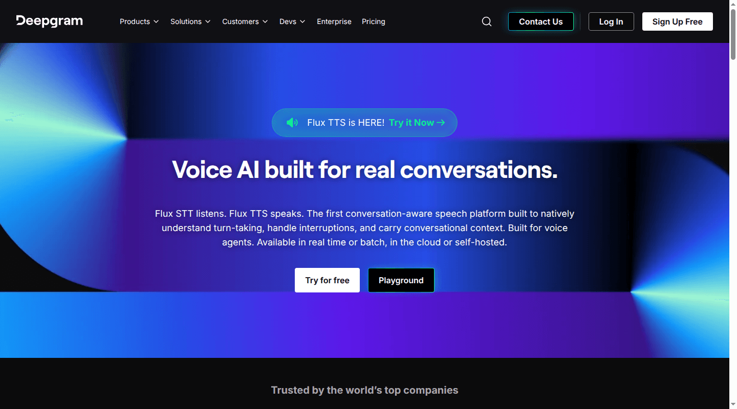 Deepgram voice AI platform homepage
