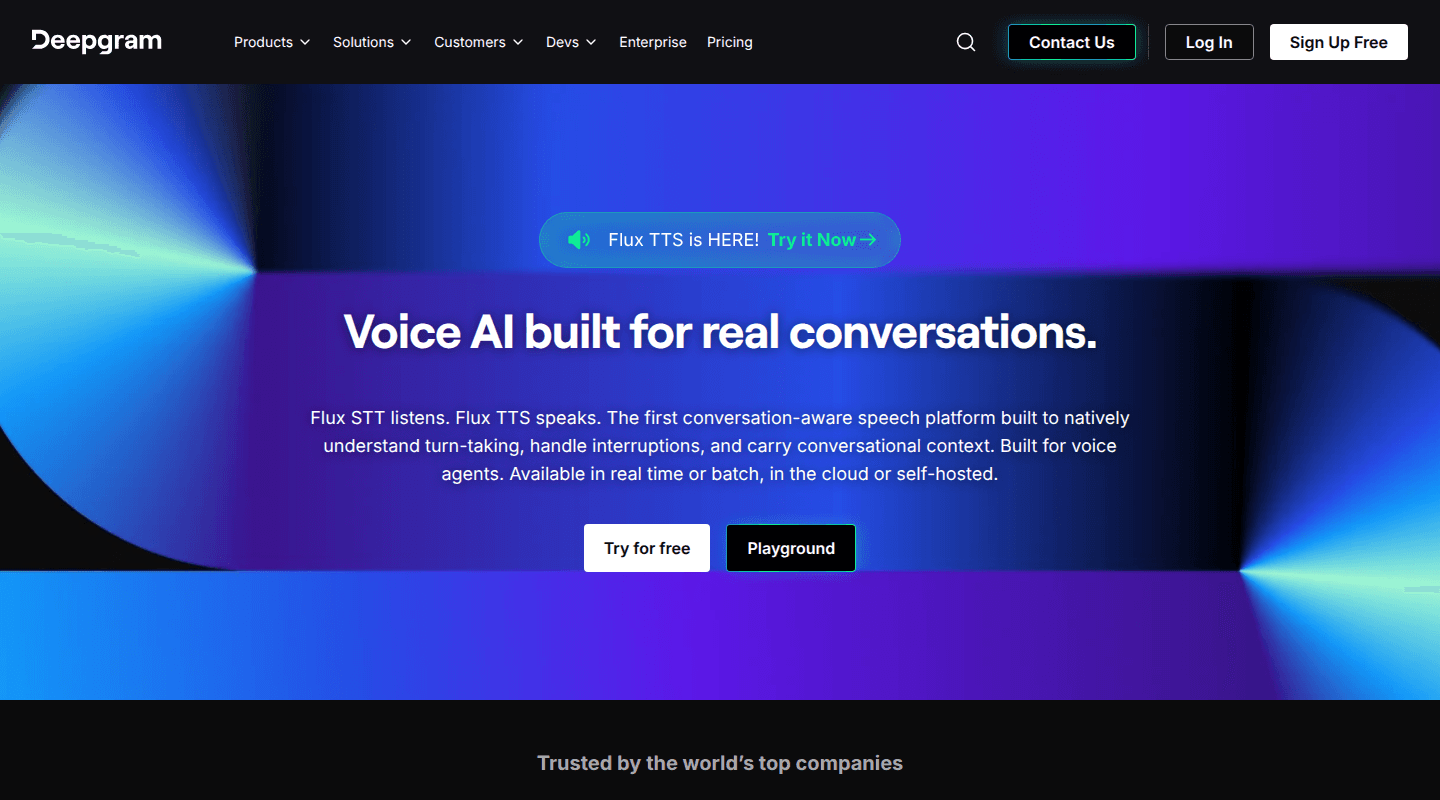 Deepgram voice AI platform homepage