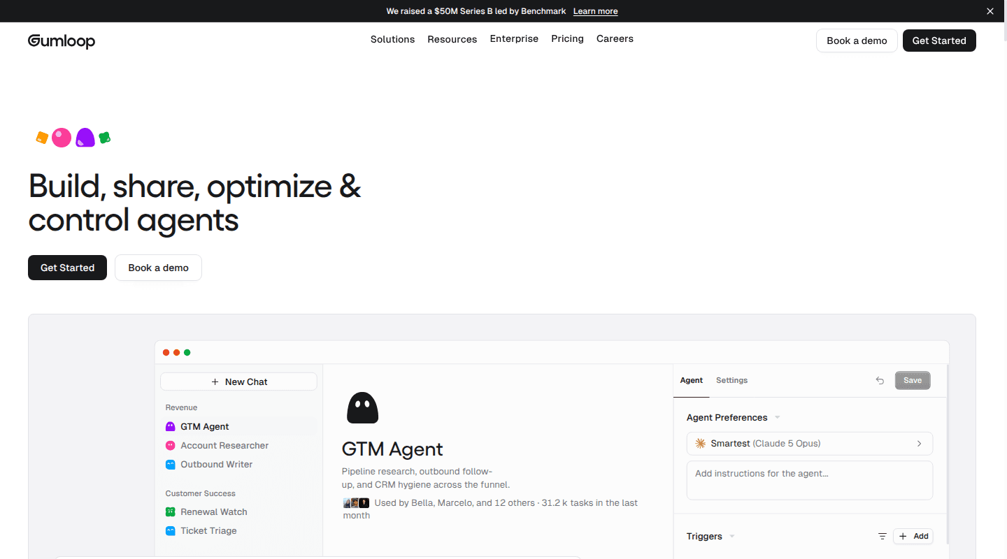 Gumloop agent platform homepage