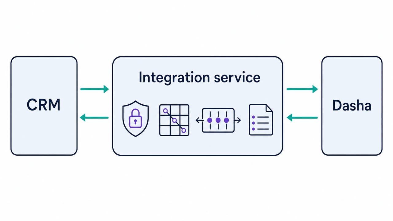 Architecture for connecting Dasha to a CRM through an integration service