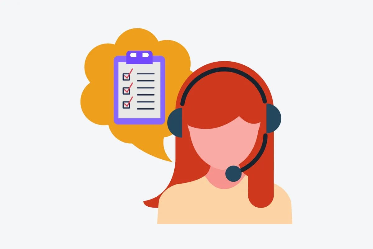 Sales representative using a structured talk track checklist