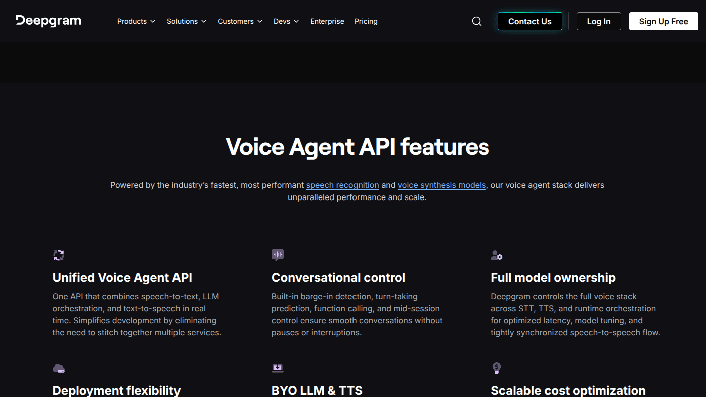 Deepgram Voice Agent API product page