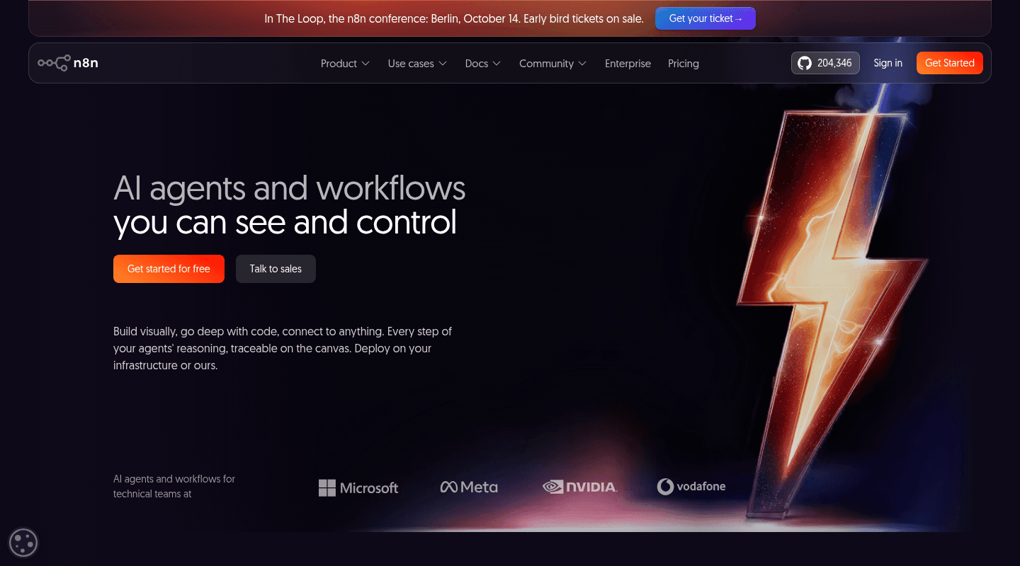 n8n workflow automation homepage