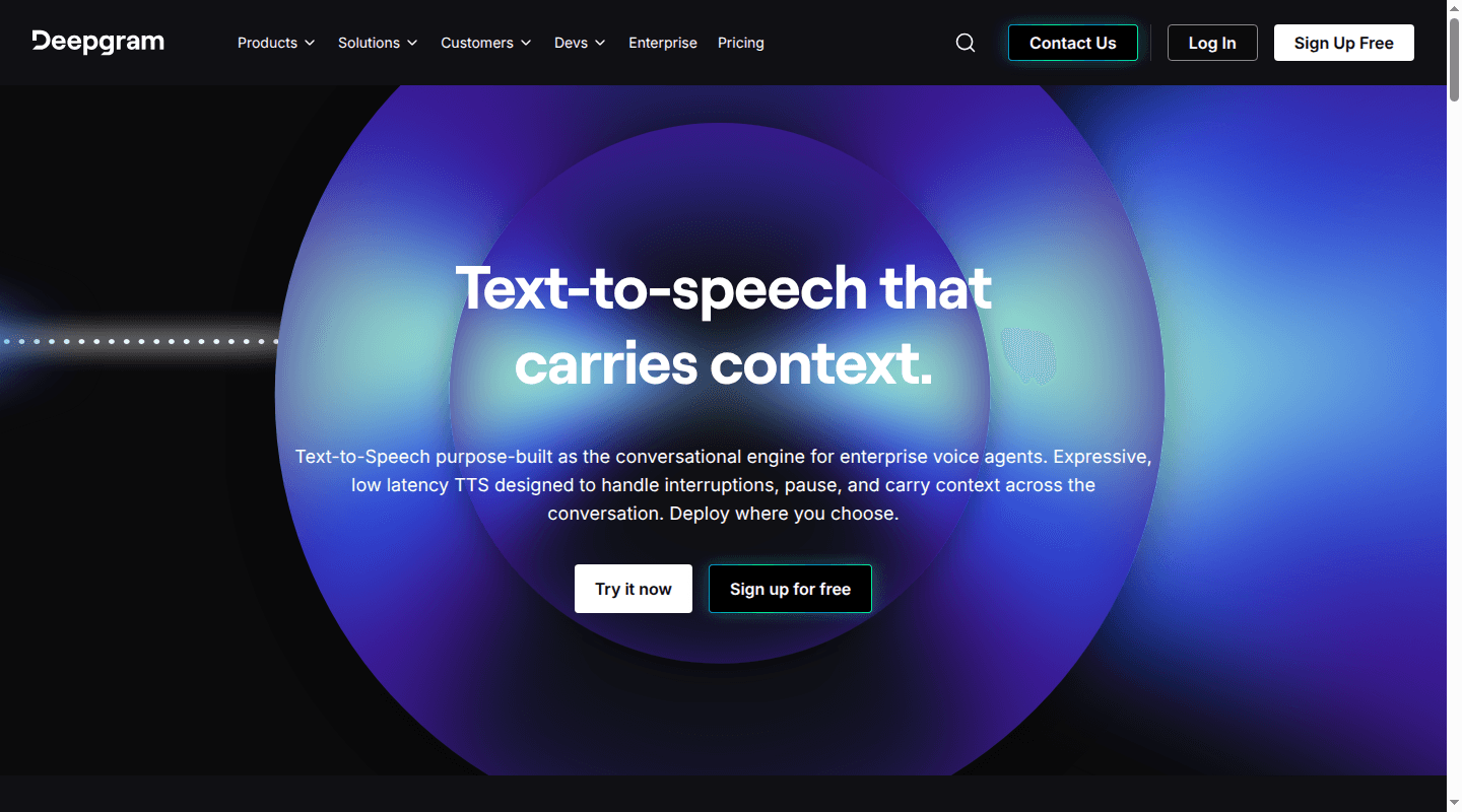 Deepgram text-to-speech product page