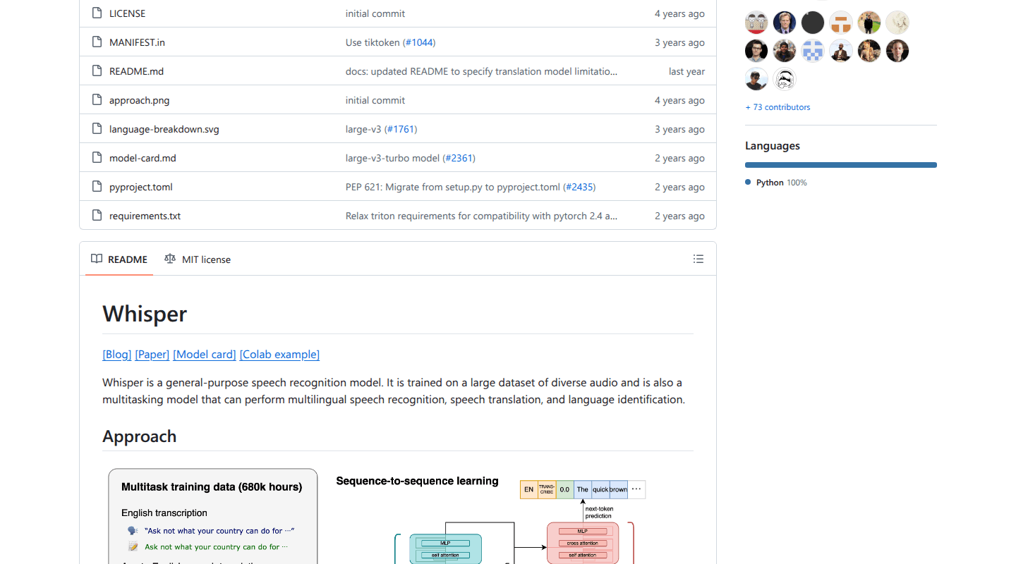 OpenAI Whisper GitHub repository