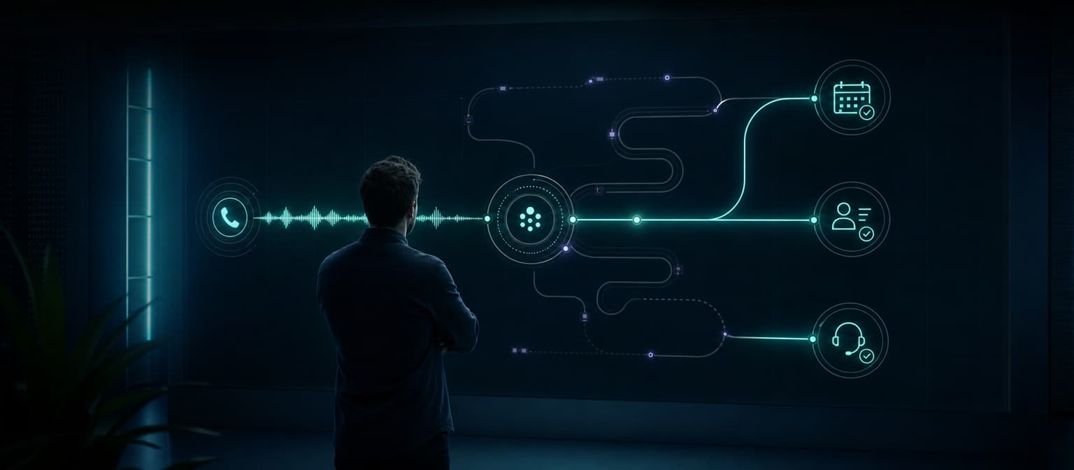 Technical buyer mapping a production AI voice automation workflow