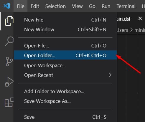 open code sample folder