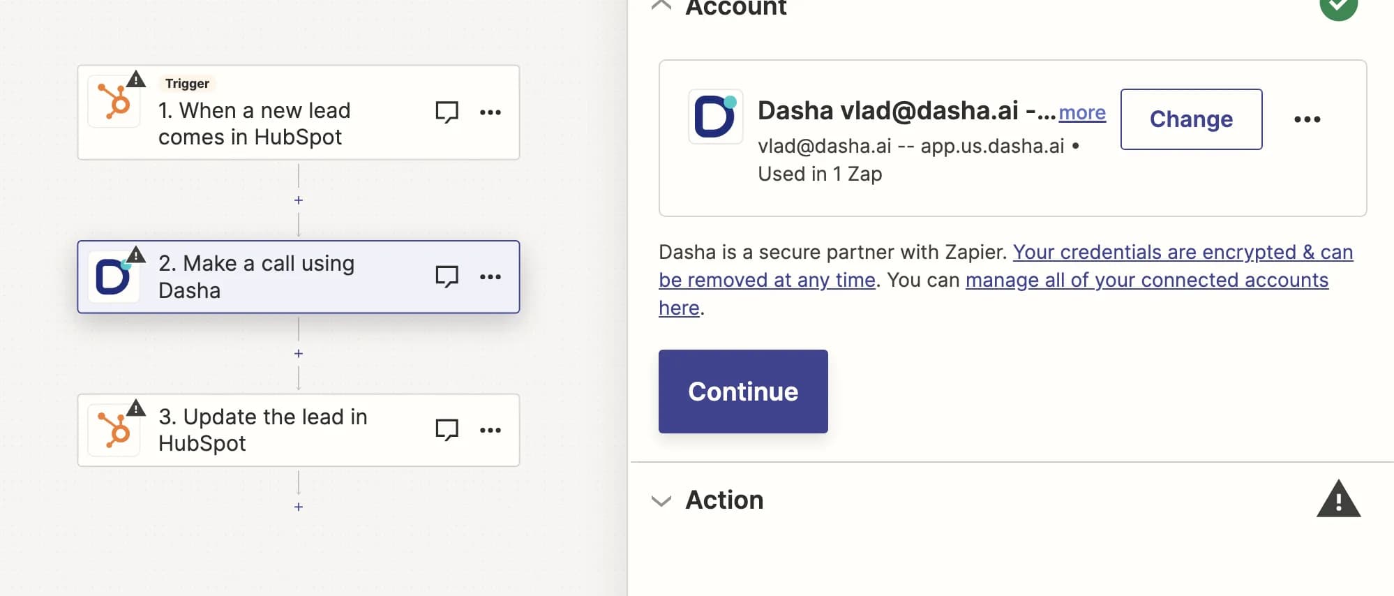 Connecting Dasha to Zapier 2