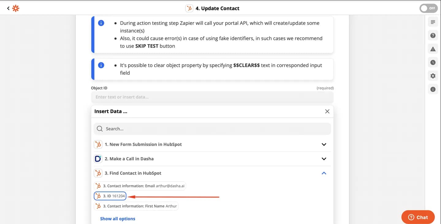 Setting up writing data to Hubspot