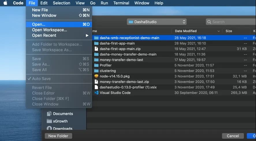 Click File - Open - your folder