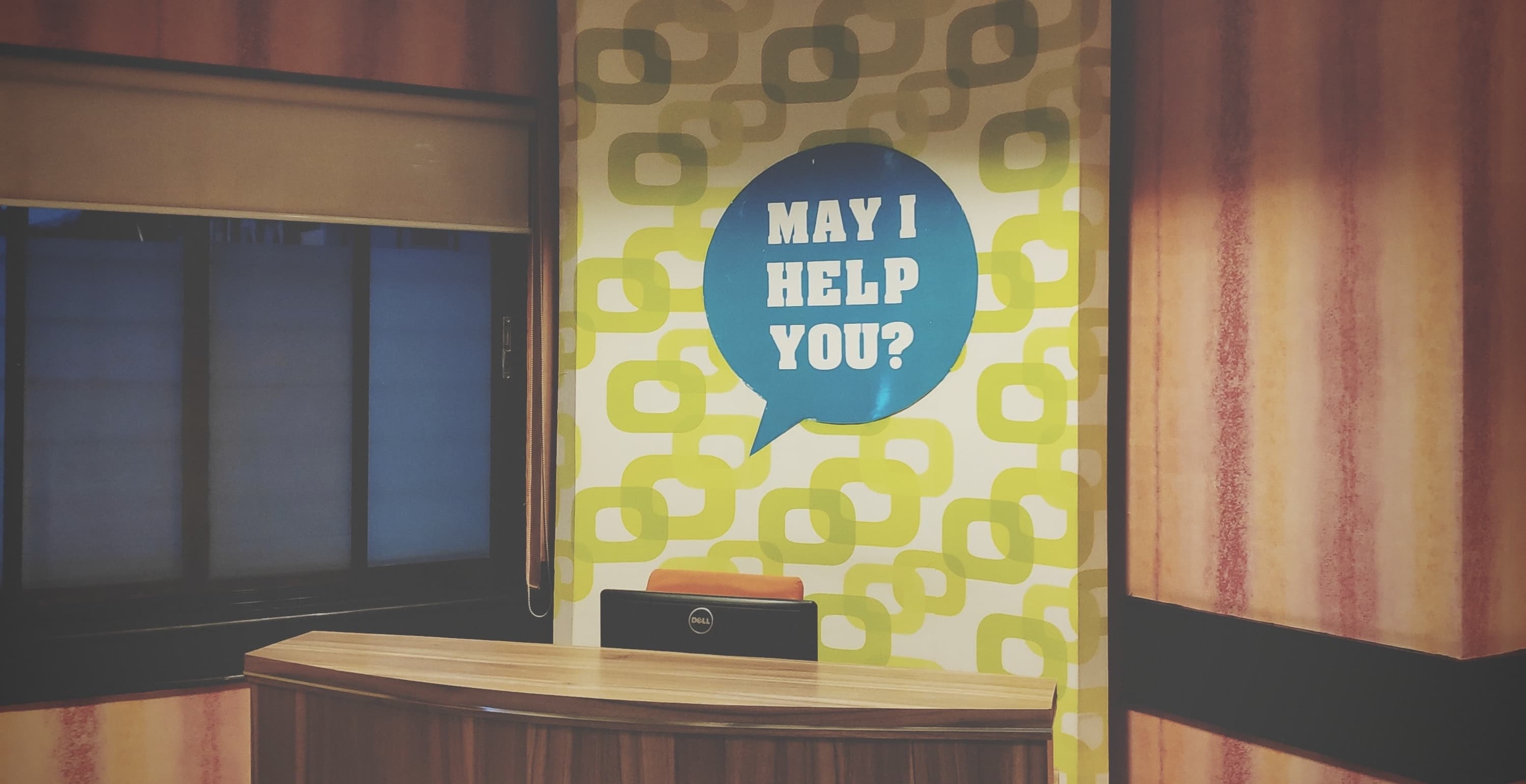 A receptionist desk with no receptionist